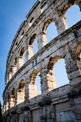 The Exterior of Pula Amphitheater in Istria, Croatia. 