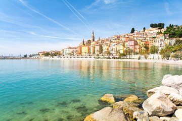 colorful town Menton on french riviera, south France