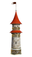 3D Rendering Fairytale Tower on White