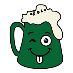 beer green saint patrick icon kawaii character vector illustration design
