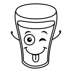 water glass kawaii character vector illustration design