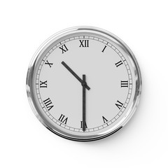 3D rendering wall clock isolated on white background