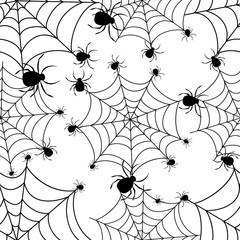Abstract seamless pattern for girls or boys. Creative vector background with net, spider, halloween. Funny wallpaper for textile and fabric. Fashion style. Colorful bright picture for children.