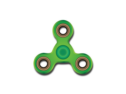 Bright green spinner with shadow on white background