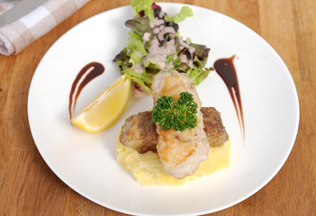 Grilled fish and vegetables