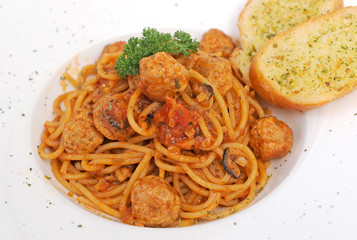 Spaghetti and meatball - close up