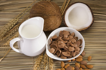Almonds with Oil and GreenLeaves