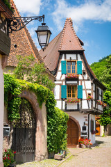medieval romantic town Kaysersberg in Alsace in east france - 165155883