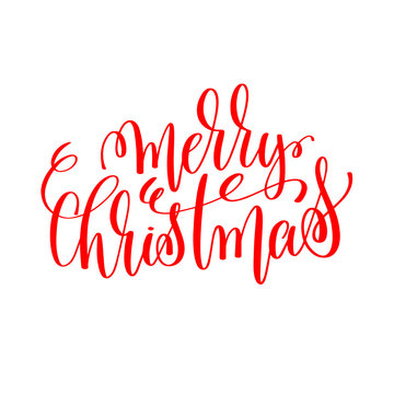 merry christmas hand lettering inscription to winter holiday 