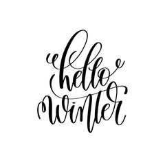 hello winter hand lettering inscription to winter holiday