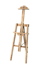 3D Rendering Wooden Easel on White