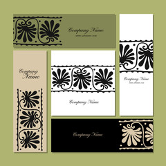 Fototapeta na wymiar Business cards design, ethnic floral ornament