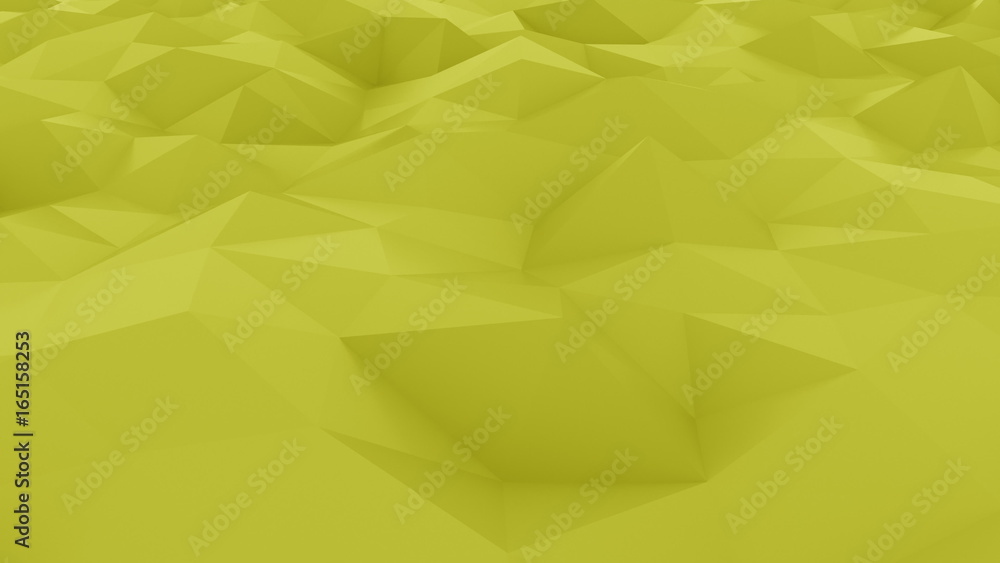 Poster glossy polygonal yellow surface. 3d rendering