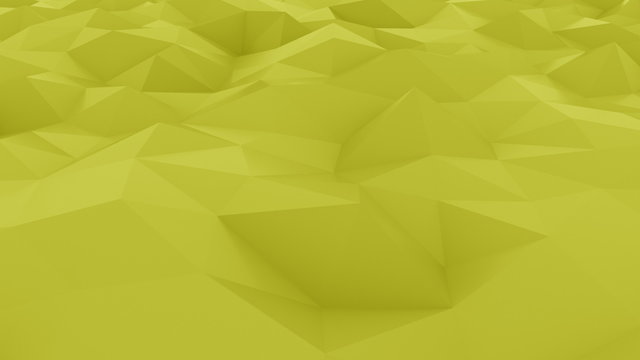 Glossy polygonal yellow surface. 3D rendering