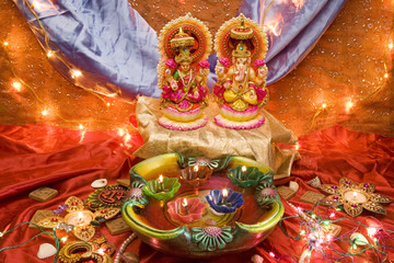 Hindu God Laxmi Ganesh at Diwali Festival