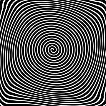 Twisted Black and white hypnosis spiral. Vector Illustration.