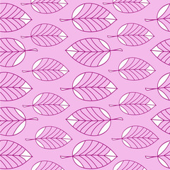 pink leaves seamless pattern. Minimal stylish vector art. Nature and forest themes