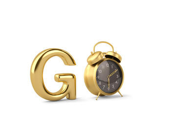 Gold word and clock 3D illustration