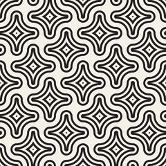 Obraz premium Vector Seamless Black And White Lines Pattern Abstract Background. Cross Shapes Geometric Tiling Ornament.