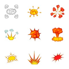 Fototapeta na wymiar Variously shaped firework explosion icons set