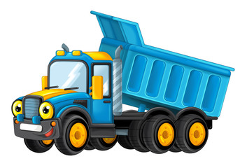 cartoon happy cargo truck looking and smiling - illustration for children