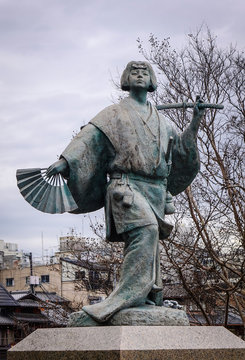 Stone statue at Gion District in Kyoto, Japan