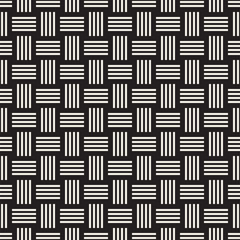 Crosshatch vector seamless geometric pattern. Crossed graphic rectangles background. Checkered motif. Seamless black and white texture of crosshatched lines. Trellis simple fabric print.