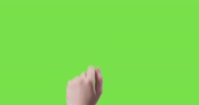 14 young female hand touch gestures on green screen