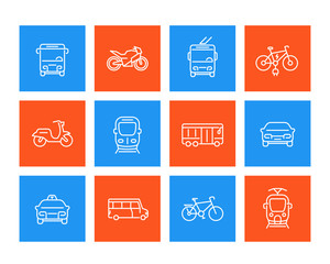 City transport linear icons