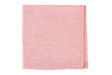 Folded pink textile napkin on white