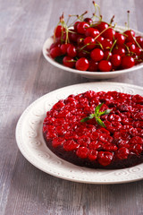 Sour cherry chocolate upside down cake