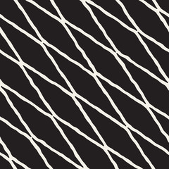 Seamless pattern hand drawn brush strokes. Ink doodle grunge illustration. Geometric monochrome vector pattern.