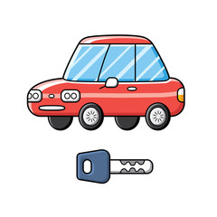 Car and key vector isolated.