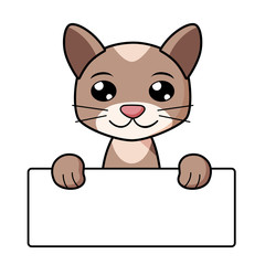 Obraz premium Cat holding a white blank board. 