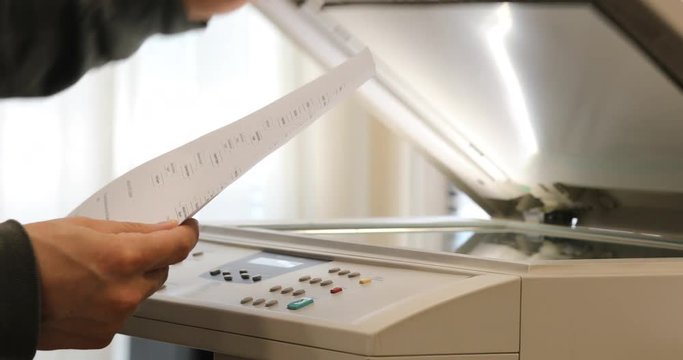 Hand copy on office printer. 4k UHD 2160p