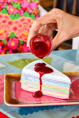 close up of a slice of cake