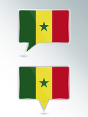 Set of pointers. The national flag of Senegal on the location indicator. Vector illustration.