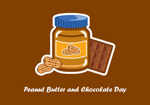 National Peanut Butter and Chocolate Day vector. Jar of peanut butter vector illustration. Peanut butter and chocolate. Important day