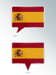 Set of pointers. The national flag of Spain on the location indicator. Vector illustration.
