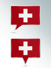 Fototapeta premium Set of pointers. The national flag of Switzerland on the location indicator. Vector illustration.
