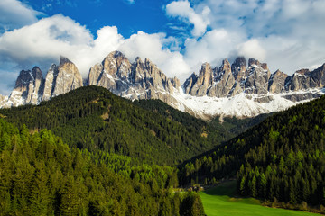 Dolomites Italian Alps at springtime. Beautiful nature landscape