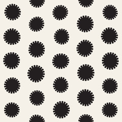 Vector seamless sunburst shapes freehand pattern. Abstract background with round brush strokes. Hand drawn texture
