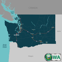 Map of state Washington, USA