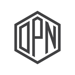 three-letter initials hexagon logo black