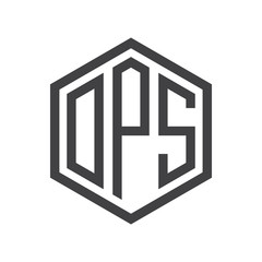 three-letter initials hexagon logo black