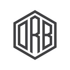 three-letter initials hexagon logo black