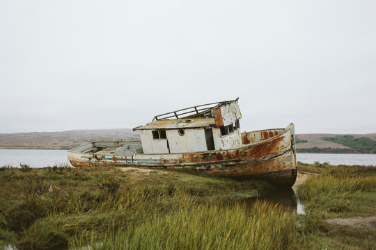 Abandoned shipwreck near Bolinas, CA