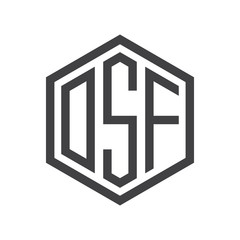 three-letter initials hexagon logo black