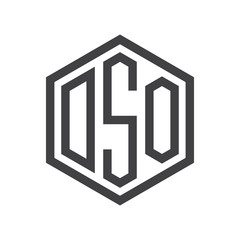 three-letter initials hexagon logo black
