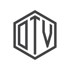 three-letter initials hexagon logo black